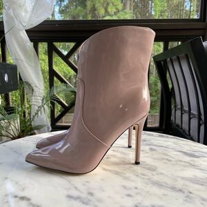 Nine West Tolate3 Blush Patent Pointed Toe Stiletto Booties, sz 7M – New in Box